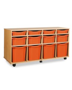 4 Single, 4 Double & 4 Quad Tray Storage Unit Beech Tangerine