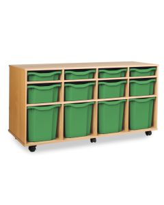 4 Single, 4 Double & 4 Quad Tray Storage Unit Beech Green