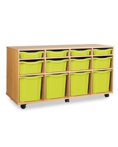 4 Single, 4 Double & 4 Quad Tray Storage Unit Beech Lime
