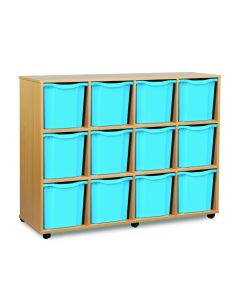 12 Quad Tray Unit Beech Cyan
