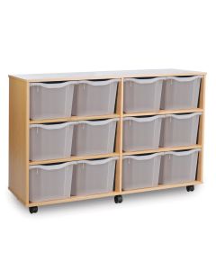12 Triple Tray Unit Beech Clear