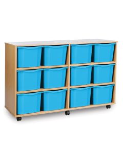 12 Triple Tray Unit Beech Cyan