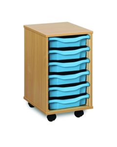 6 Single Tray Unit Beech Cyan