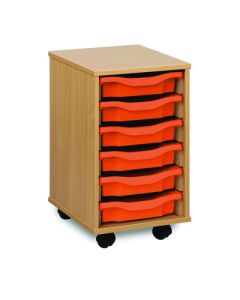 6 Single Tray Unit Beech Tangerine