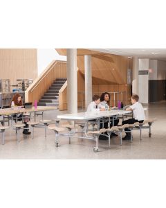 Primo Rectangular Mobile Folding Table 12 Beech Stools