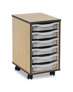 Coloured Edge 6 Single Tray Beech Unit Dark Grey