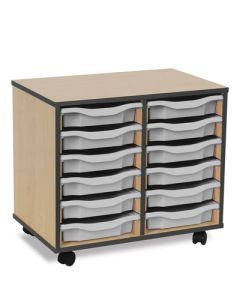 Coloured Edge 12 Single Tray Beech Unit Dark Grey