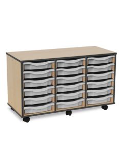Coloured Edge 18 Single Tray Beech Unit Dark Grey