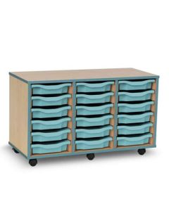 Coloured Edge 18 Single Tray Beech Unit Metal Blue