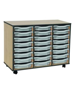 Coloured Edge 24 Single Tray Beech Unit Dark Grey