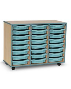 Coloured Edge 24 Single Tray Beech Unit Metal Blue