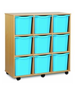 9 Quad Tray Beech Unit Cyan Trays