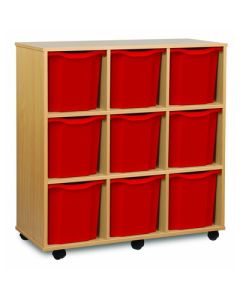 9 Quad Tray Beech Unit Red Trays