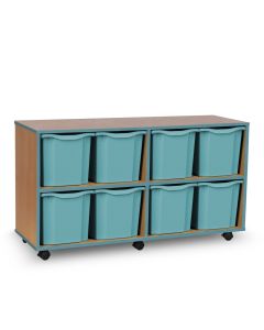 Coloured Edge 8 Quad Tray Beech Unit Metal Blue