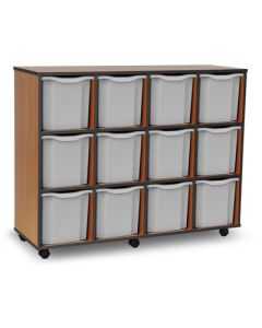 Coloured Edge 12 Quad Tray Beech Unit Dark Grey