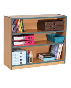 Coloured Edge Beech Bookcase H750mm Metal Blue