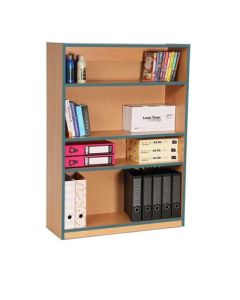 Coloured Edge Beech Bookcase H1250mm Metal Blue