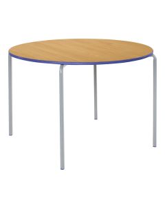 Crush Bent Circular PU Edge Table 100x H53cm Beech Top Blue Edge