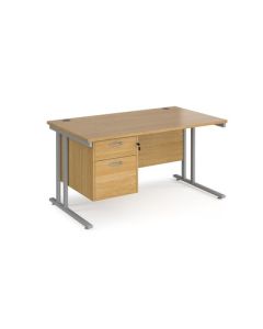 Maestro 25 Two Drawer Desk W1400mm Oak