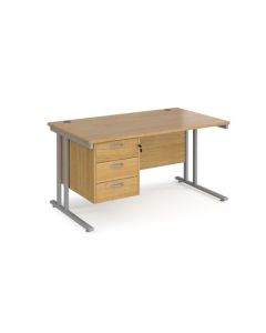 Maestro 25 Three Drawer Desk W1400mm Oak