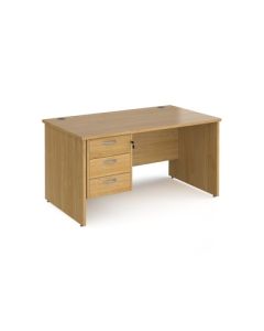 Maestro 25 Panel Three Drawer Desk W1400mm Oak