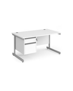 Contract 25 Two Drawer Desk W1400mm White