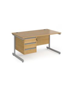 Contract 25 Three Drawer Desk W1400mm Oak