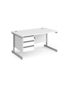 Contract 25 Three Drawer Desk W1400mm White