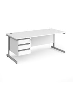 Contract 25 Three Drawer Desk W1800mm White