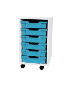 Premium 6 Shallow Tray White Unit Cyan