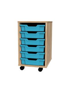 Premium 6 Shallow Tray Oak Unit Cyan
