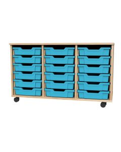 Premium 18 Shallow Tray Oak Unit Cyan
