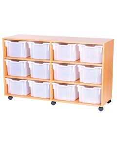 Premium 12 Extra Deep Tray Beech Unit Clear
