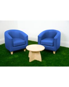 Tub Chair Set with Low Table Cobalt Blue