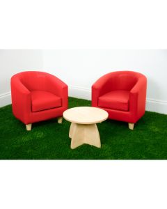 Tub Chair Set with Low Table Scarlet