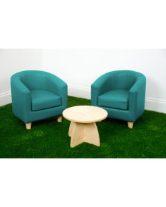 Tub Chair Set with Low Table Teal