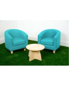 Tub Chair Set with Low Table Turquoise
