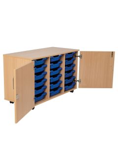 6 x 3 Shallow Trays Maple Cupboard Blue Trays