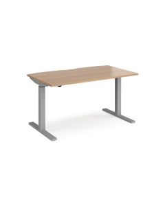Sit-Stand Electric Desk Silver Frame Beech 1400x800mm