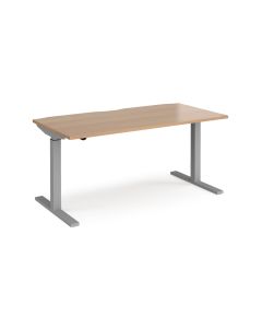 Sit-Stand Elecectric Desk Silver Frame Beech 1600x800mm