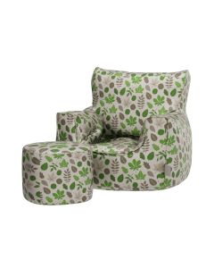 Wild Wood Beanbag & Stool Mixed Leaves Beige