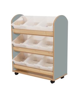 Wild Wood Tilt Tote Storage Trolley 9 Clear Tubs Fjord Green