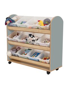 Wild Wood Tilt Tote Storage Trolley 12 Clear Tubs Fjord Green