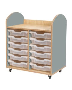 Wild Wood Tray Storage 12 Shallow Clear Trays Fjord Green