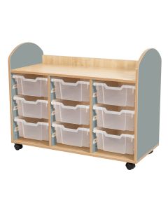 Wild Wood Tray Storage 9 Deep Clear Trays Fjord Green