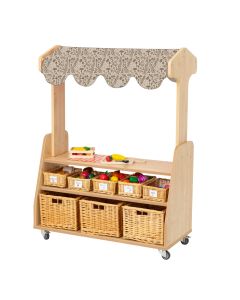 Wild Wood Mobile Market Stall with Baskets Maple with Toadstool Fabric Canopy