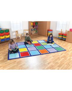 Rainbow Squares Rectangular Placement Carpet 300 x 200cm