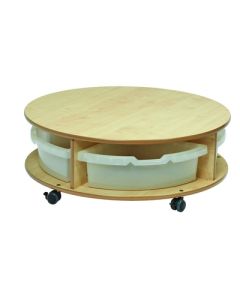 Single Mobile Circular Storage Unit Clear Tubs