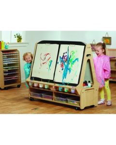 4 Station Chalk/Whiteboard Easel & Low Trolley
