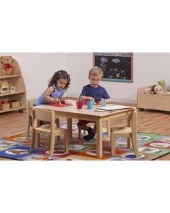 Small Rectangular Table 4 Beech Stacking Chairs SH210mm
